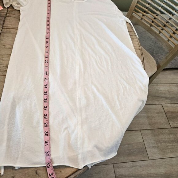 Eileen Fisher Size Small Lightweight Cotton T-Shirt Dress White Side Slits - Picture 8 of 8